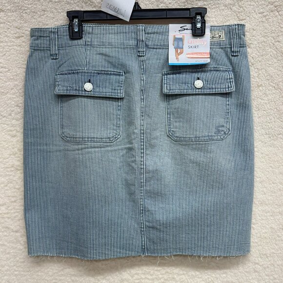 Size 12 - SEVEN7 - Railroad Striped Denim Utility Twill Skirt NEW - Picture 5 of 8